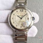 Replica Swiss Cartier Ballon Bleu Watch Stainless Steel 42mm Diamond Markers